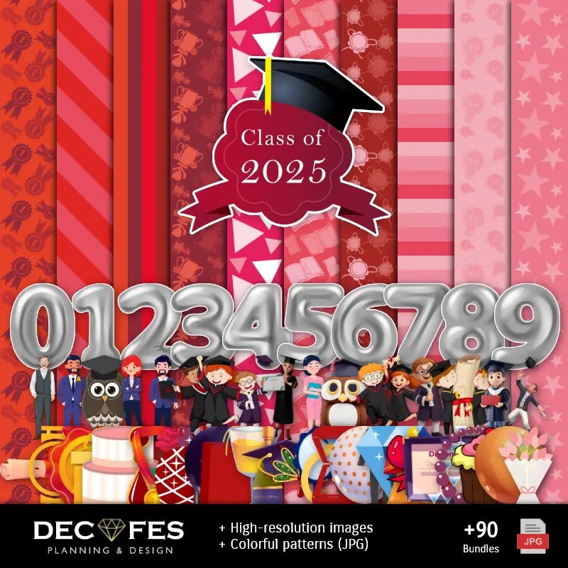 Papel Digital Graduación Promoción - Imprimibles para Scrapbook y DIY