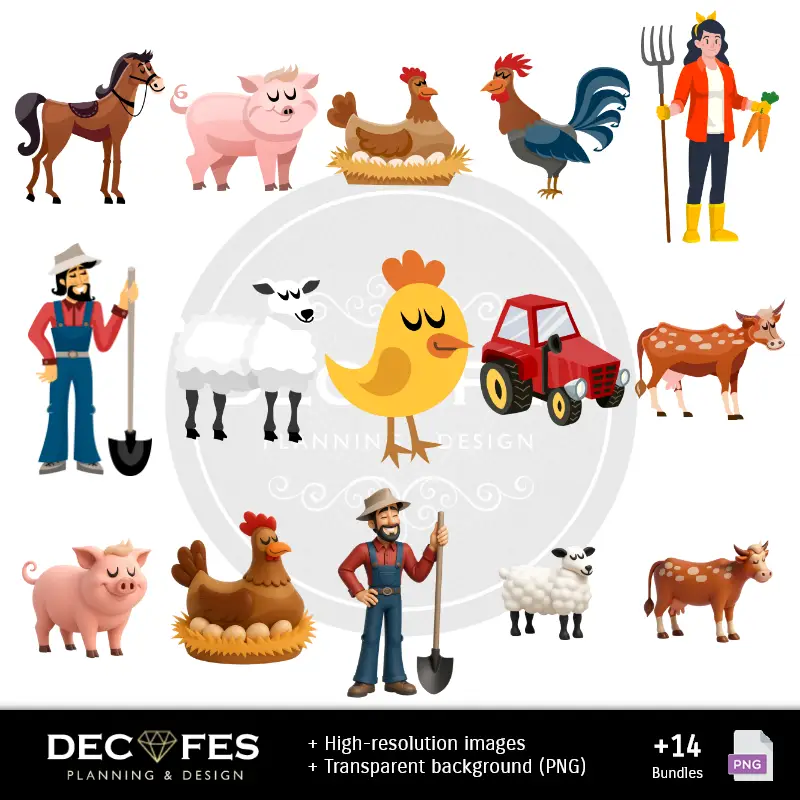 Personajes | Papel Digital Granjita - Imprimibles para Scrapbook y DIY