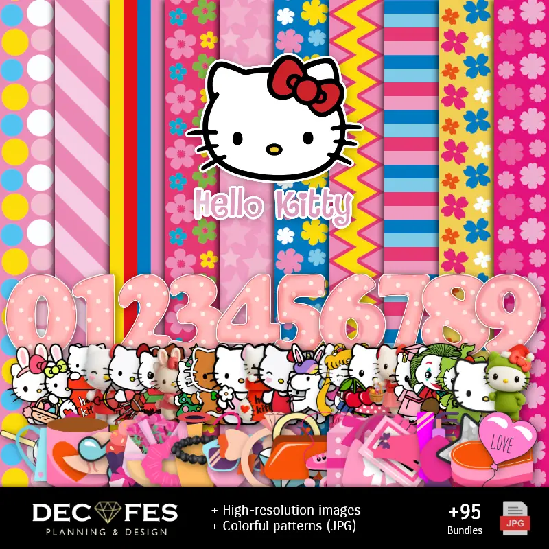Personajes | Hello Kitty Digital Paper - 可打印为Scrapbook和DIY
