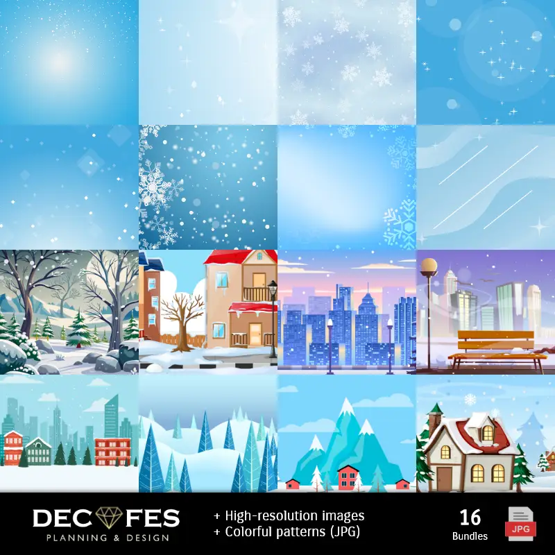 Números Temáticos | Papel Digital Invierno - Imprimibles para Scrapbook y DIY