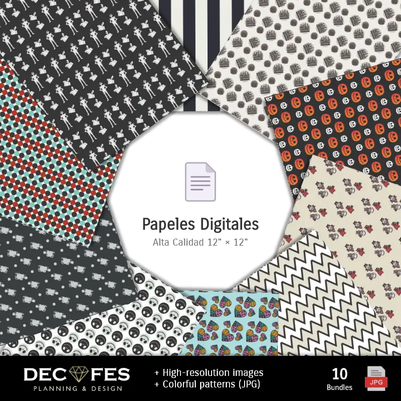 Collages | Papel Digital Jack Skellington - Imprimibles para Scrapbook y DIY