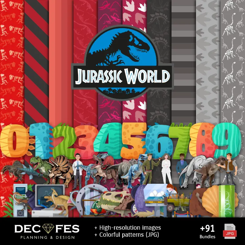 Papel Digital Jurassic World - Imprimibles para Scrapbook y DIY