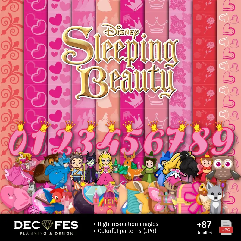 Papel Digital La Bella Durmiente - Imprimibles para Scrapbook y DIY