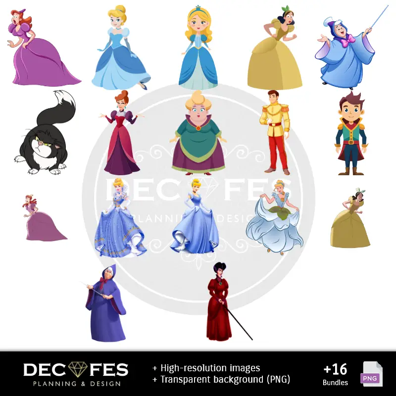 Personajes | Papel Digital La Cenicienta - Imprimibles para Scrapbook y DIY