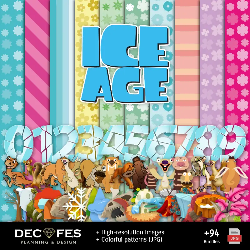 Papel Digital La Era de Hielo - Imprimibles para Scrapbook y DIY