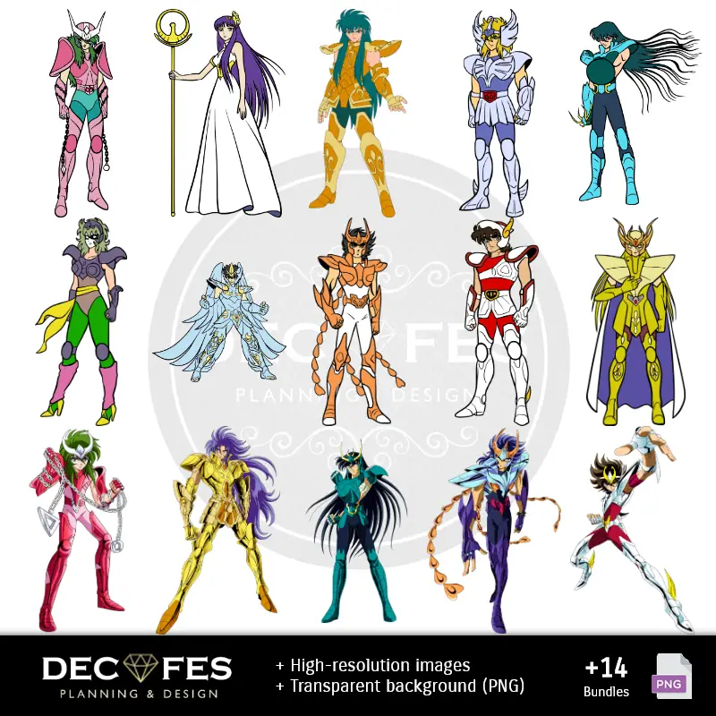 Números Temáticos | Papel Digital Los Caballeros del Zodiaco - Imprimibles para Scrapbook y DIY