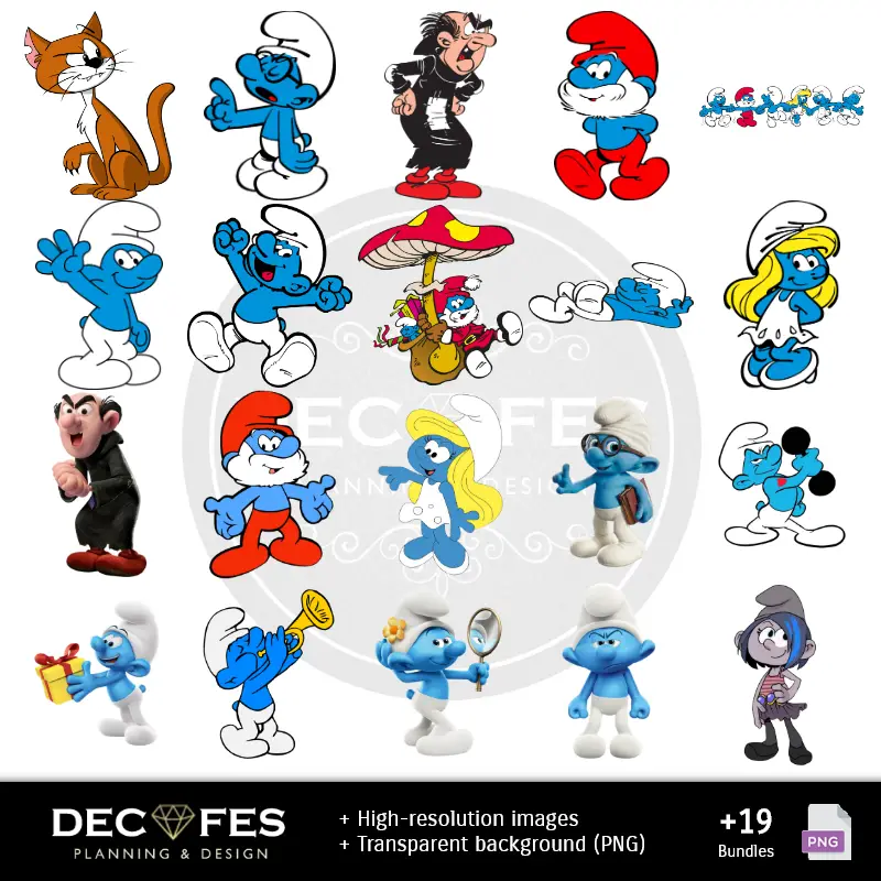 Personajes | Papel Digital Los Pitufos - Imprimibles para Scrapbook y DIY