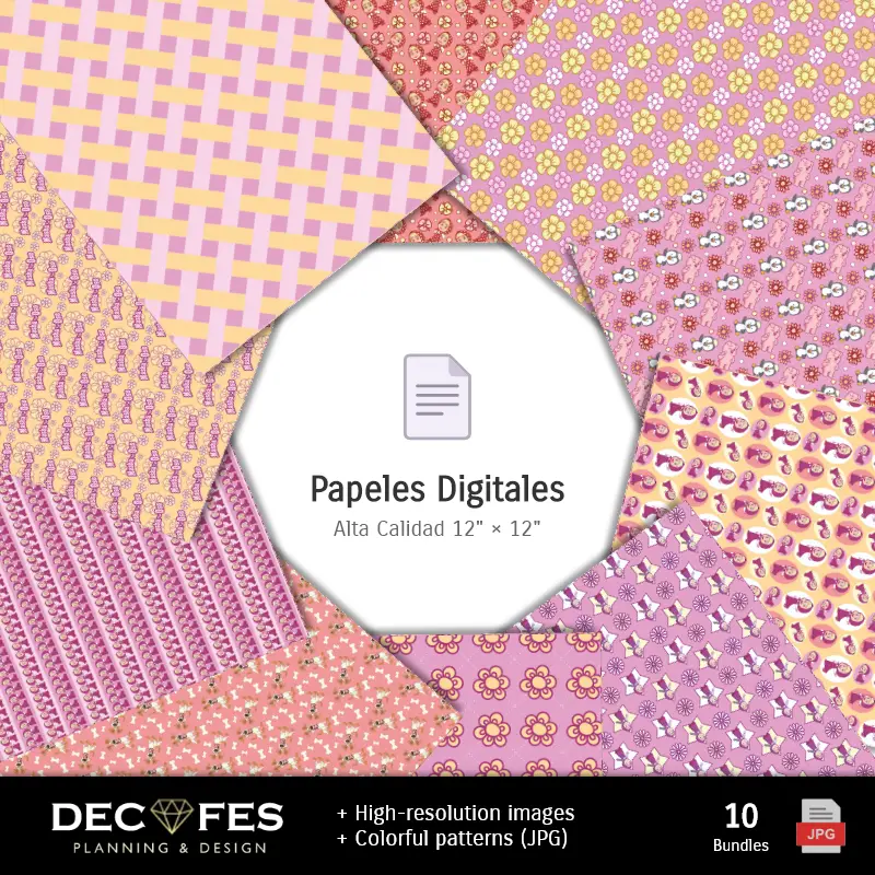 Collages | Papel Digital Masha y el Oso - Imprimibles para Scrapbook y DIY