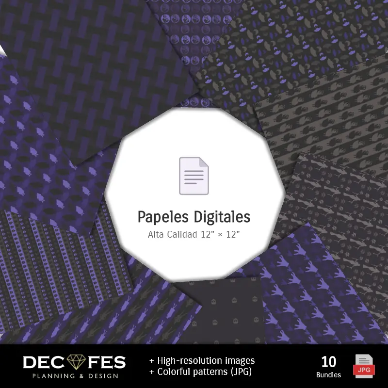 Collages | Papel Digital Merlina - Imprimibles para Scrapbook y DIY