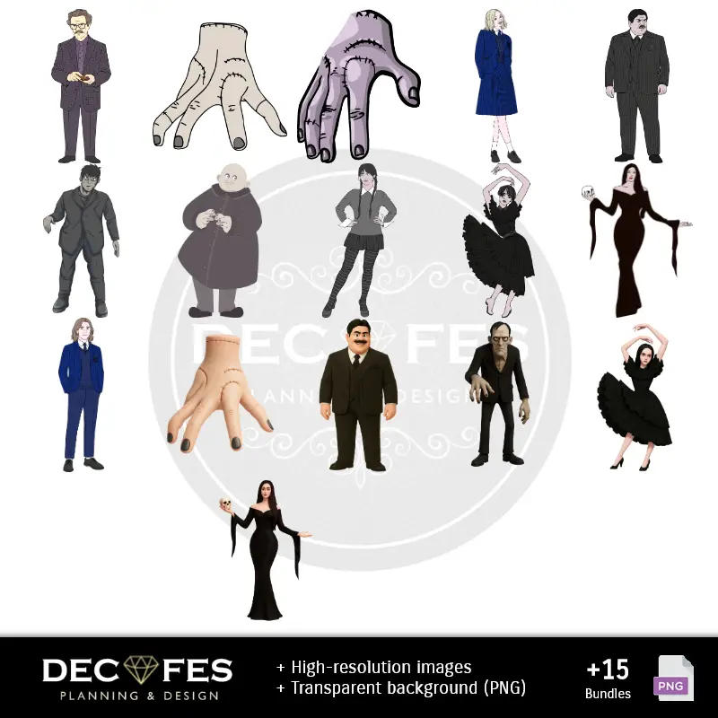 Personajes | Papel Digital Merlina - Imprimibles para Scrapbook y DIY