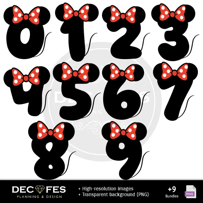Números Temáticos | Papel Digital Minnie Mouse - Imprimibles para Scrapbook y DIY