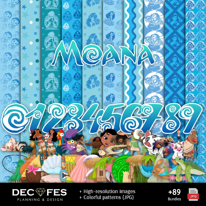 Papel Digital Moana - Imprimibles para Scrapbook y DIY