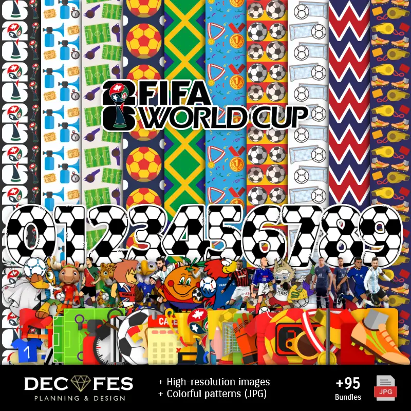 Papel Digital Mundial de fútbol - Imprimibles para Scrapbook y DIY