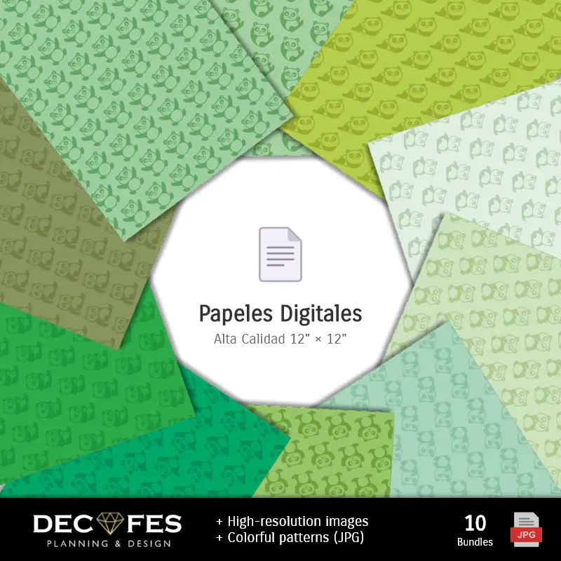 Collages | Papel Digital Osita Panda - Imprimibles para Scrapbook y DIY