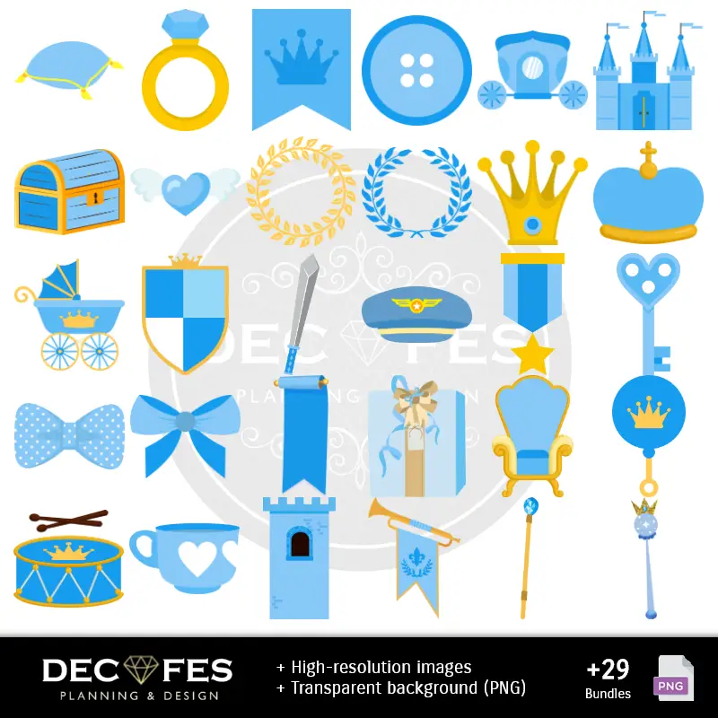 Accesorios | Papel Digital Osito Príncipe Celeste - Imprimibles para Scrapbook y DIY