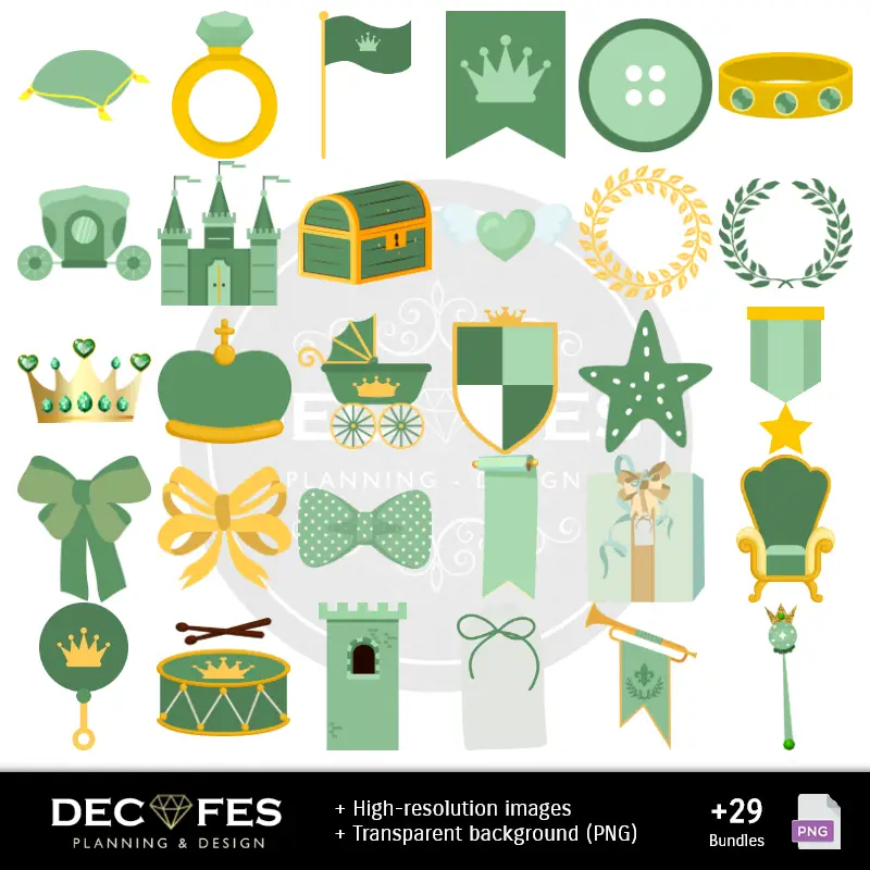 Accesorios | Papel Digital Osito Príncipe Verde - Imprimibles para Scrapbook y DIY