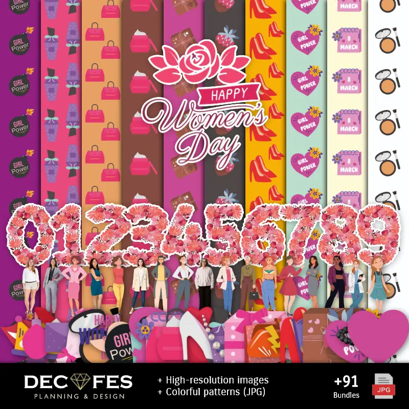 Papel digital para o Dia da Mulher - Imprimíveis para Scrapbooking e Projetos DIY