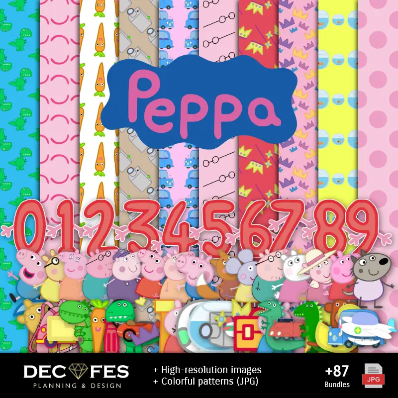 Papel Digital Peppa Pig - Imprimibles para Scrapbook y DIY