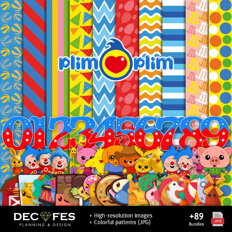 Papel Digital Plim Plim - Imprimibles para Scrapbook y DIY