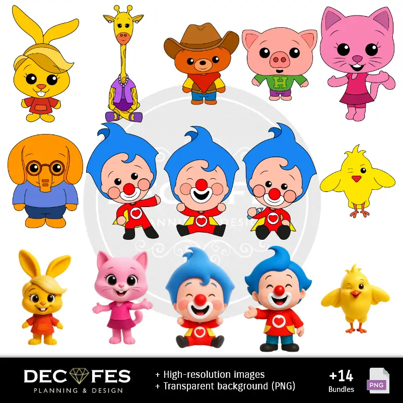 Personajes | Papel Digital Plim Plim - Imprimibles para Scrapbook y DIY