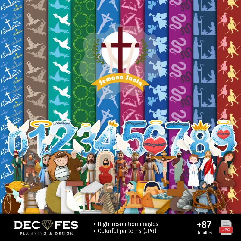 Papel Digital Semana Santa - Imprimibles para Scrapbook y DIY