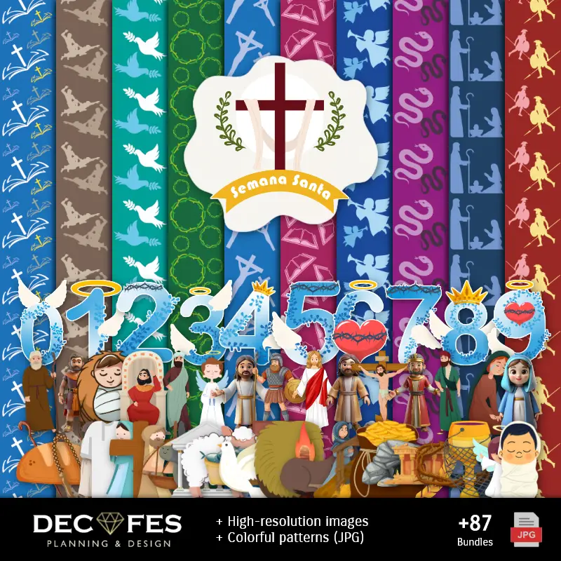 数码纸复活节-可打印为Scrapbook和DIY