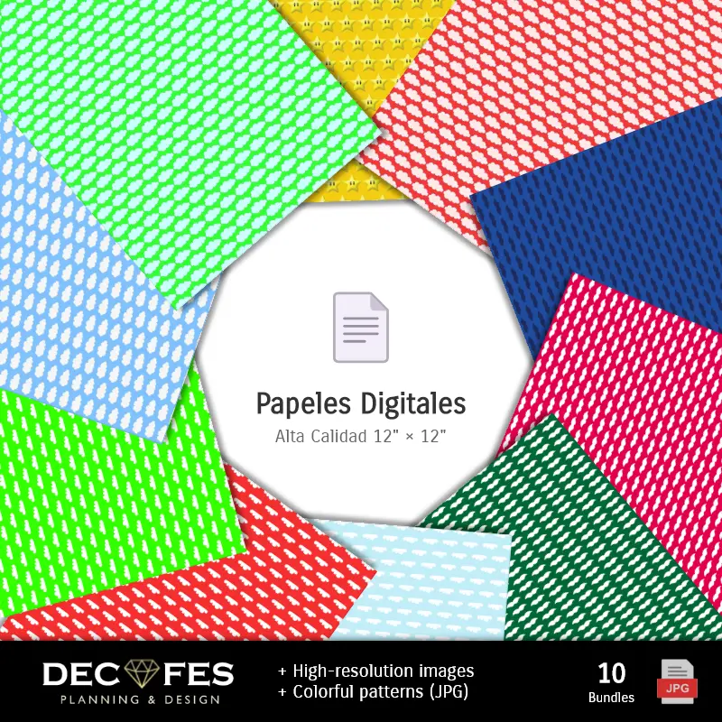 Collages | Papel Digital Super Mario Bros - Imprimibles para Scrapbook y DIY