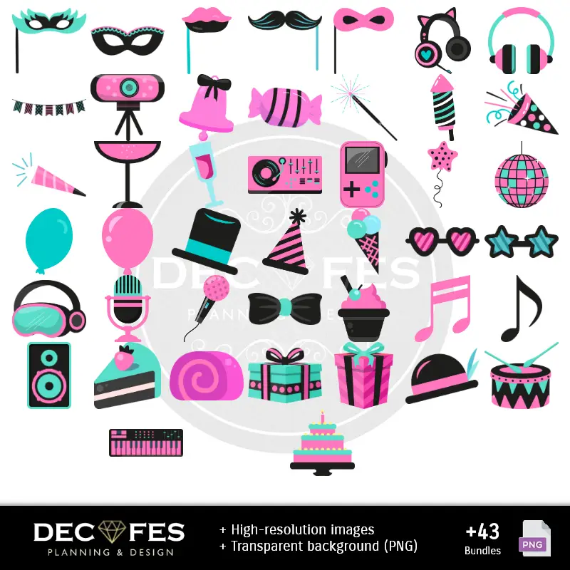 Accesorios | Papel Digital TikTok Party - Imprimibles para Scrapbook y DIY