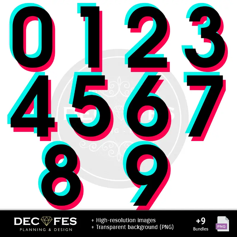 Números Temáticos | Papel Digital TikTok Party - Imprimibles para Scrapbook y DIY