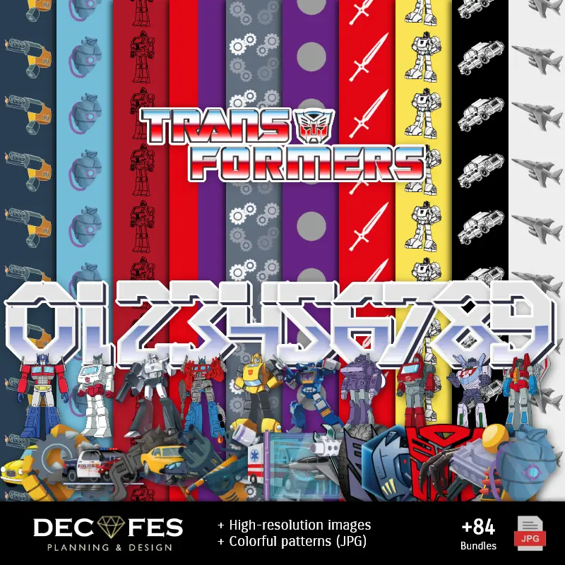 Papel Digital Transformers - Imprimibles para Scrapbook y DIY