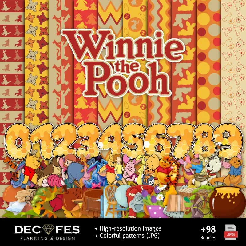 Papel Digital Winnie the Pooh - Imprimibles para Scrapbook y DIY