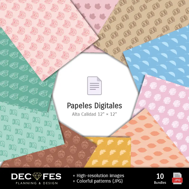 Collages | Papier à la Chouette numérique et au Lait - Imprimable pour scrapbook et bricolage