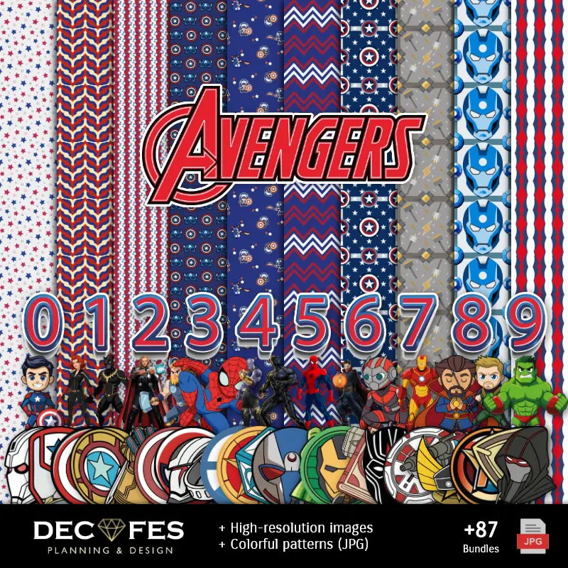 Papier Avengers numériques - Imprimable pour Scrapbook et bricolage