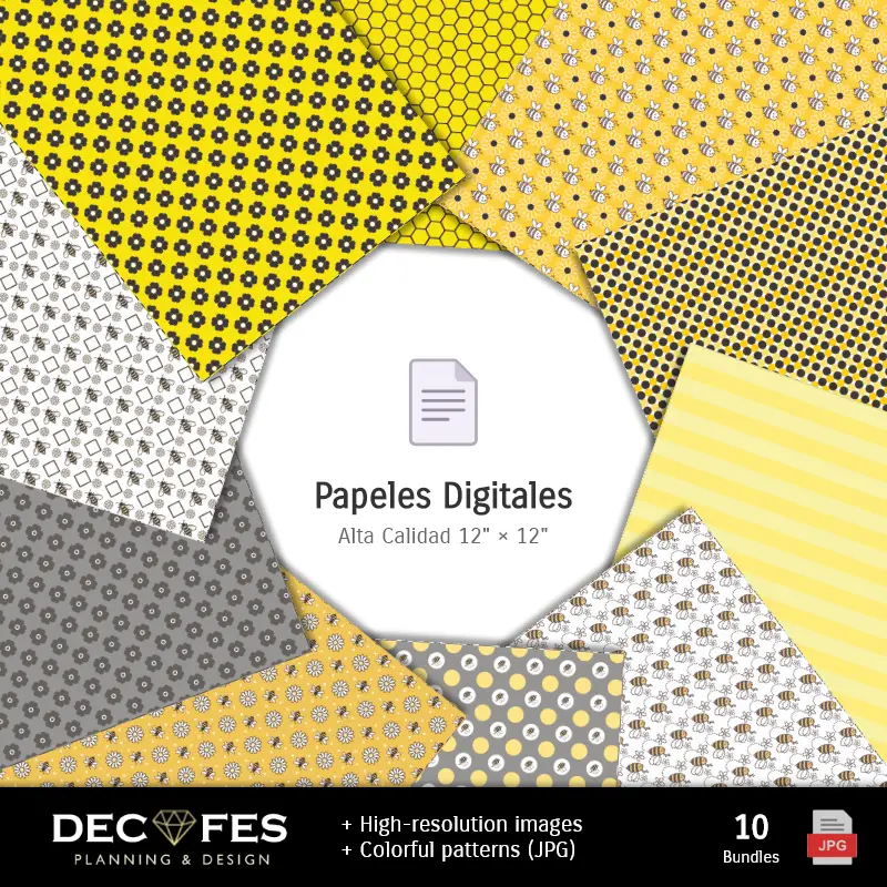 Papier d'abeille numérique - Imprimable pour scrapbook et bricolage