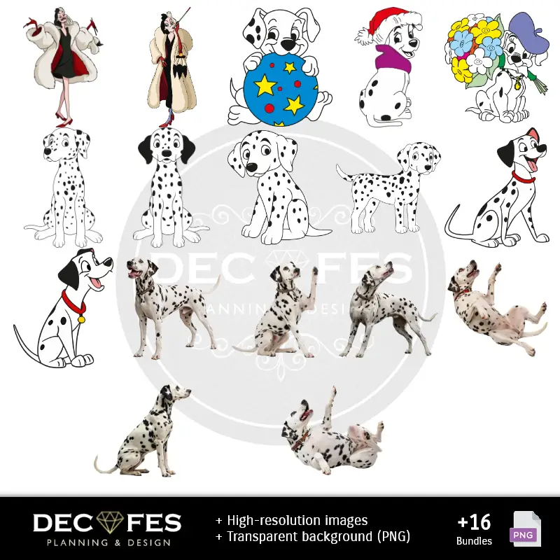 Personajes | Papier dalmatas numérique - Imprimable pour scrapbook et bricolage