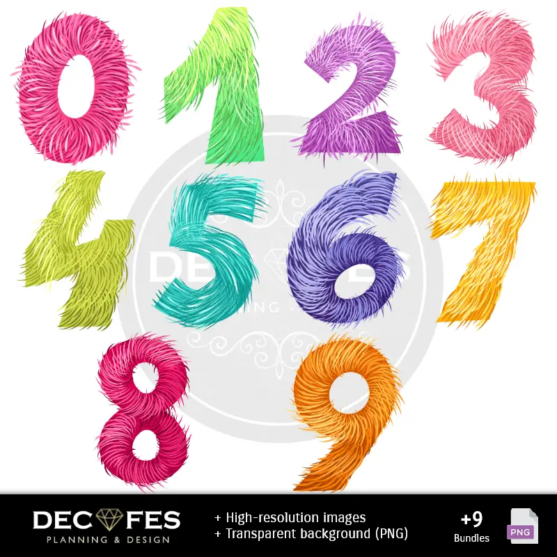 Números Temáticos | Papier Labububu numérique - Imprimables pour scrapbook et bricolage