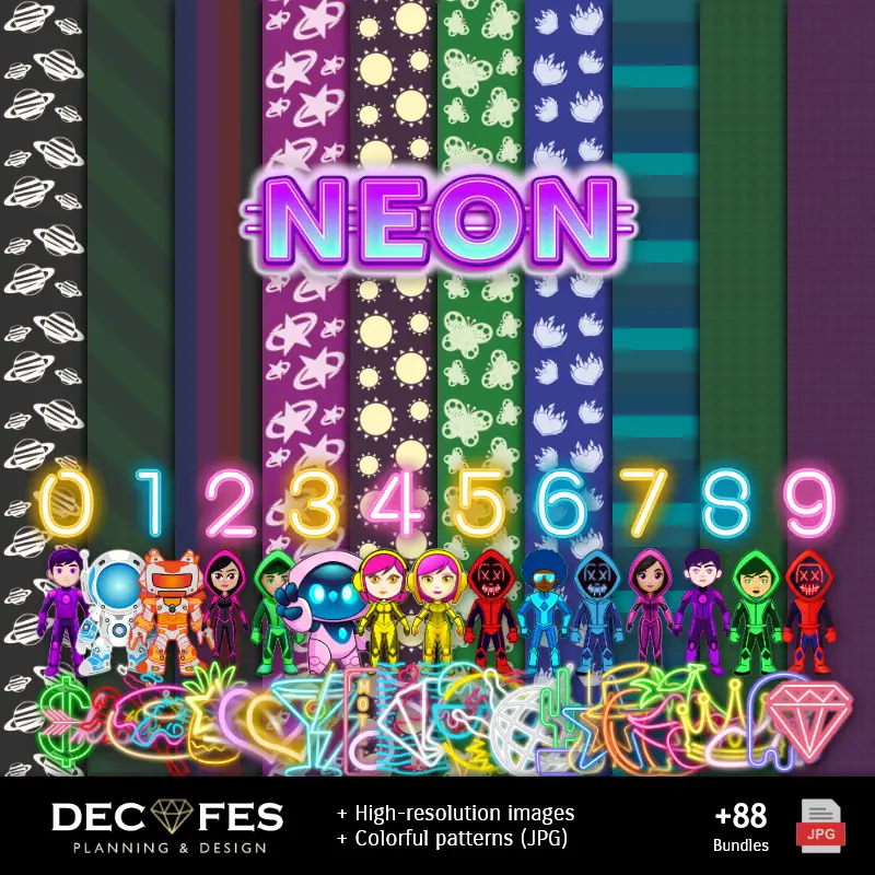 Papier Neon Fiesta numérique - Imprimable pour scrapbook et bricolage