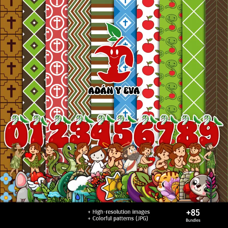 Papier numérique Adam et Eve - Imprimable pour Scrapbook et bricolage