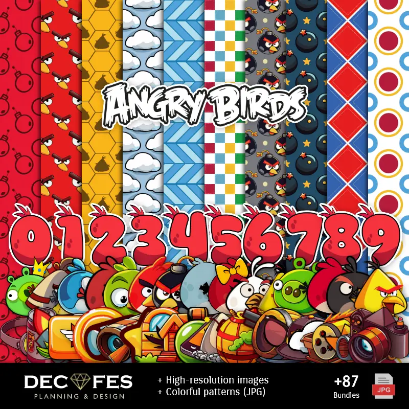 Papier numérique Angry Birds - Imprimable pour Scrapbook et bricolage