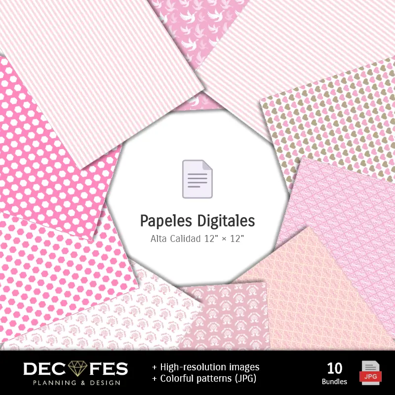 Collages | Papier numérique Baptiser fille - Imprimable pour Scrapbook et bricolage