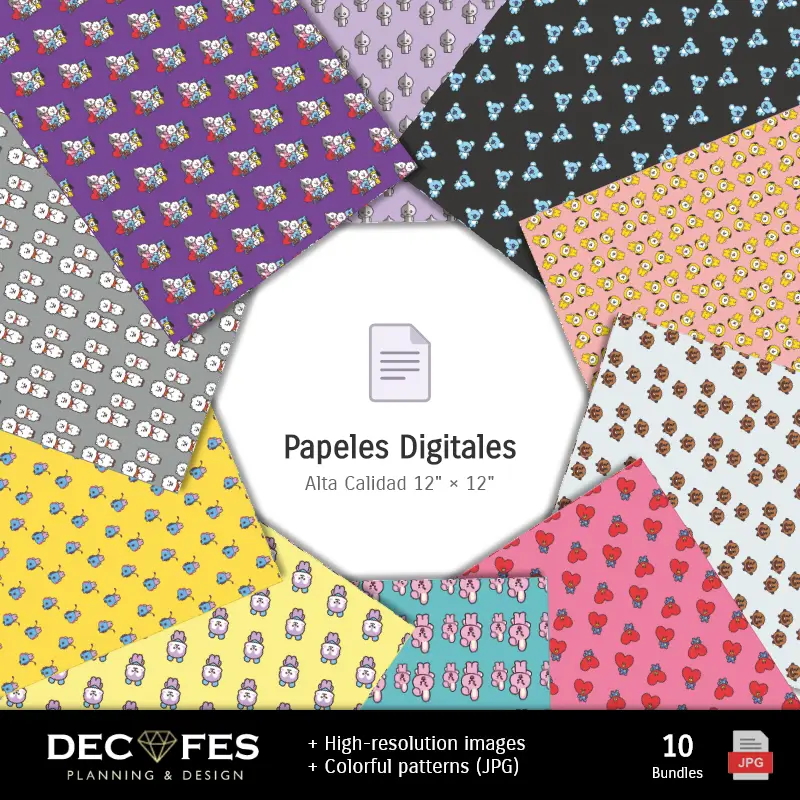 Collages | Papier numérique BTS - Imprimables pour scrapbooking et loisirs créatifs