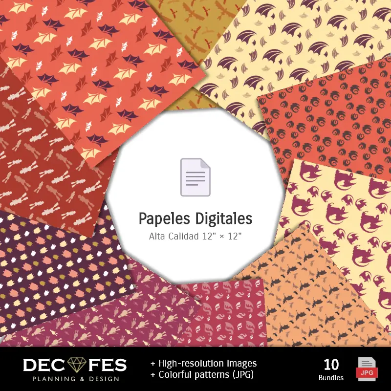 Collages | Papier numérique Comment former votre Dragon - Imprimable pour Scrapbook et bricolage