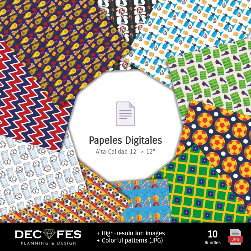 Collages | Papier numérique Coupe du Monde - Imprimables pour scrapbooking et loisirs créatifs