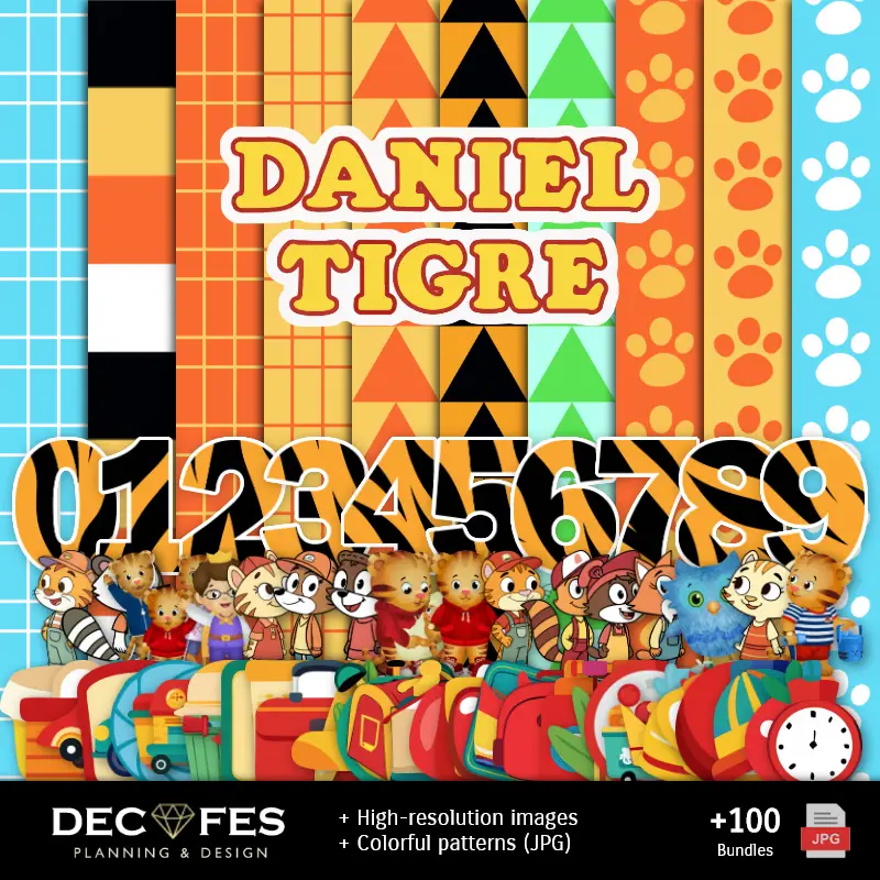 Papier numérique Daniel le Tigre - Imprimable pour Scrapbook et bricolage