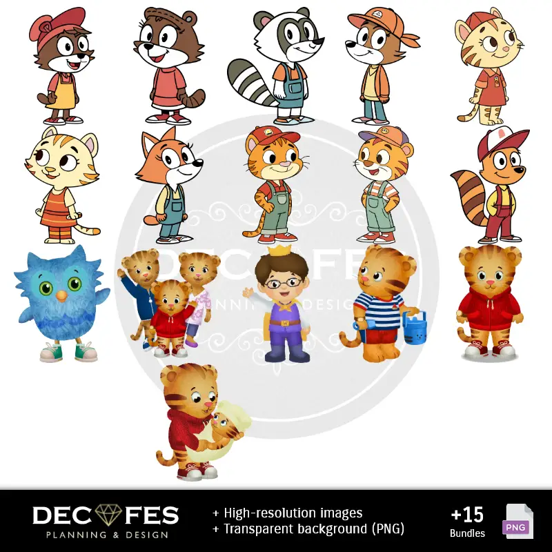 Personajes | Papier numérique Daniel le Tigre - Imprimable pour Scrapbook et bricolage