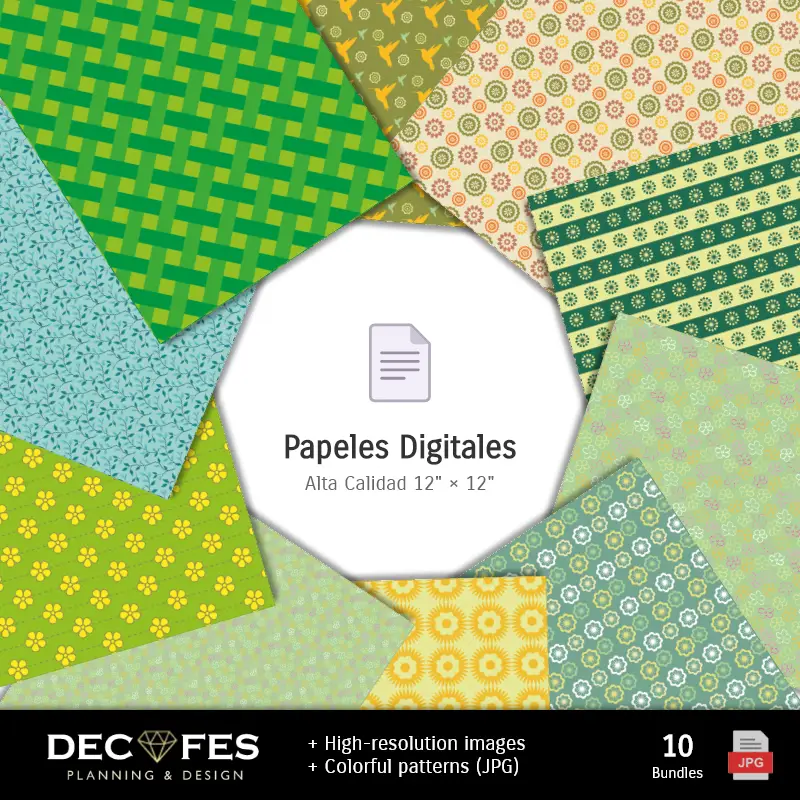 Collages | Papier Numérique de Printemps - Imprimable pour Scrapbook et bricolage