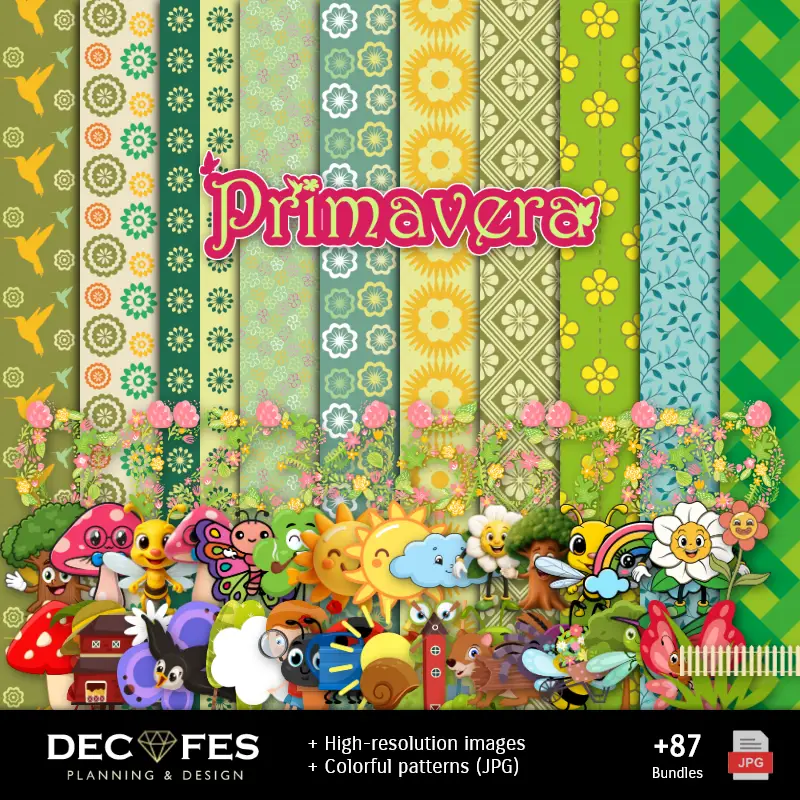 Papier Numérique de Printemps - Imprimable pour Scrapbook et bricolage