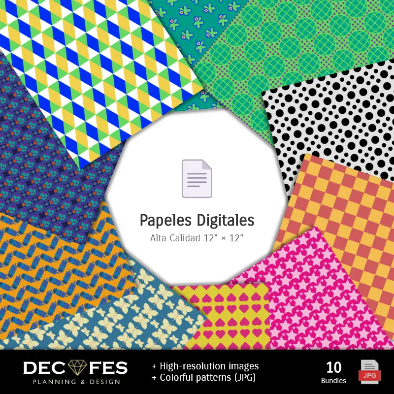 Patrones | Papier numérique Doki - Imprimable pour Scrapbook et bricolage