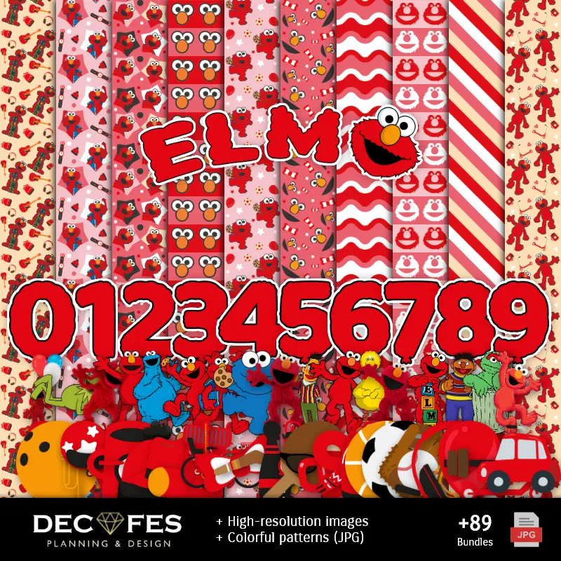 Personajes | Papier numérique Elmo - Imprimable pour scrapbook et bricolage