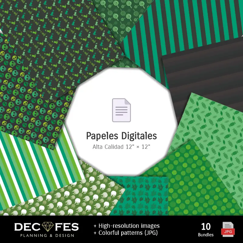 Collages | Papier numérique Halloween - Imprimable pour Scrapbook et bricolage